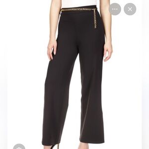 NWT, MICHAEL Michael Kors Black Boot-Cut Pants with Gold Chain Accent